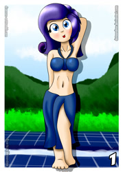 Size: 1000x1400 | Tagged: source needed, safe, artist:dotaandme, artist:iamoctopii, imported from derpibooru, rarity, human, female, humanized, sarong, solo, tongue out