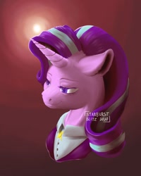 Size: 1280x1604 | Tagged: safe, artist:starburstblitz, imported from derpibooru, starlight glimmer, pony, unicorn, bust, clothes, older, older starlight glimmer, portrait, solo, suit