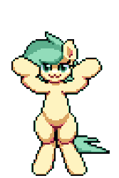 Size: 256x384 | Tagged: safe, artist:bitassembly, imported from derpibooru, part of a set, oc, oc only, oc:basil leaf, earth pony, pony, :3, animated, bipedal, caramelldansen, commission, dancing, female, gif, looking at you, mare, pixel art, simple background, solo, transparent background, ych result