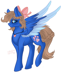 Size: 1920x2233 | Tagged: safe, artist:nightingalewolfie, imported from derpibooru, oc, oc only, oc:midnight luna, alicorn, pony, bow, female, hair bow, mare, simple background, solo, transparent background, two toned wings, wings