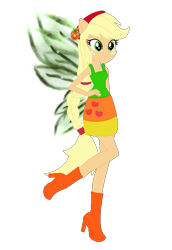 Size: 433x631 | Tagged: safe, artist:selenaede, artist:user15432, imported from derpibooru, applejack, fairy, human, equestria girls, base used, boots, clothes, cutie mark, cutie mark on clothes, dress, element of honesty, fairy wings, fairyized, green dress, green wings, hand on hip, headband, high heel boots, high heels, ponied up, shoes, simple background, solo, transparent background, wings