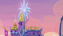 Size: 1280x720 | Tagged: safe, imported from derpibooru, screencap, every little thing she does, background, dawn, no pony, ponyville, scenic ponyville, twilight's castle