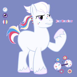 Size: 1846x1841 | Tagged: safe, artist:sir-psych0-s3xy, imported from derpibooru, oc, oc:jawbreaker, earth pony, pony, base used, blue background, male, offspring, parent:cheese sandwich, parent:pinkie pie, parents:cheesepie, reference sheet, simple background, stallion