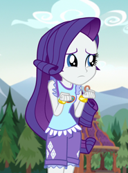 Size: 798x1080 | Tagged: safe, imported from derpibooru, screencap, rarity, equestria girls, legend of everfree, camp everfree outfits, clothes, cropped, cute, cutie mark, cutie mark on clothes, female, jewelry, solo