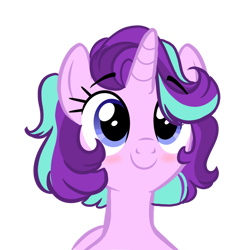 Size: 1280x1280 | Tagged: safe, artist:scarletskitty12, imported from derpibooru, starlight glimmer, pony, unicorn, alternate hairstyle, blushing, cute, female, glimmerbetes, happy, mare, short hair, show accurate, simple background, solo, transparent background