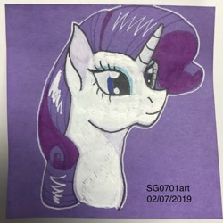 Size: 1080x1080 | Tagged: safe, artist:stargazerseven, imported from derpibooru, rarity, pony, unicorn, bust, eyelashes, smiling, solo, traditional art