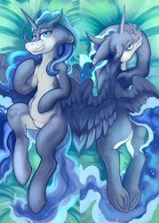 Size: 1477x2067 | Tagged: safe, artist:halley-valentine, artist:hobbes-maxwell, imported from derpibooru, oc, oc only, alicorn, original species, shark, shark pony, alicorn oc, body pillow, female, horn, wings