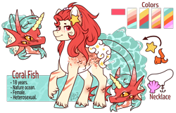 Size: 1700x1097 | Tagged: safe, artist:silentwolf-oficial, imported from derpibooru, oc, oc only, monster pony, pony, augmented tail, bust, colored pinnae, forked tongue, horn, open mouth, pale belly, raised hoof, red mane, reference sheet, simple background, smiling, solo, transparent background, unshorn fetlocks