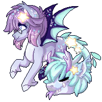 Size: 200x200 | Tagged: safe, artist:silentwolf-oficial, imported from derpibooru, oc, oc only, cow plant pony, monster pony, original species, plant pony, pony, augmented tail, bat wings, closed species, ethereal mane, forked tongue, glasses, hoof fluff, horns, pixel art, plant, simple background, starry mane, thorn, thorns, transparent background, wings