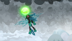 Size: 1920x1080 | Tagged: safe, imported from derpibooru, screencap, queen chrysalis, changeling, changeling queen, the ending of the end, female, magic, nose in the air, solo, ultimate chrysalis