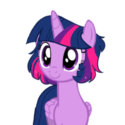 Size: 1280x1280 | Tagged: safe, artist:scarletskitty12, imported from derpibooru, twilight sparkle, alternate mane style, cute, short mane, simple background, twiabetes