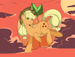 Size: 4032x3024 | Tagged: safe, artist:darkdoubloon, imported from derpibooru, applejack, earth pony, pony, applejack's hat, cloud, cowboy hat, element of honesty, hat, jewelry, sky, solo, sun