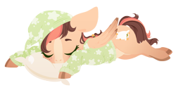 Size: 4000x2042 | Tagged: safe, artist:belka-sempai, imported from derpibooru, oc, oc only, pegasus, pony, clothes, eyes closed, female, freckles, hat, mare, nightcap, pajamas, pillow, simple background, sleeping, solo, transparent background