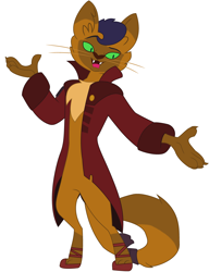 Size: 3582x4671 | Tagged: safe, artist:hubfanlover678, imported from derpibooru, capper dapperpaws, abyssinian, anthro, ballet slippers, chest fluff, clothes, coat, male, simple background, solo, white background