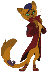 Size: 384x588 | Tagged: safe, artist:hubfanlover678, imported from derpibooru, capper dapperpaws, abyssinian, anthro, ballet slippers, chest fluff, clothes, coat, male, simple background, solo, white background