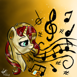 Size: 768x768 | Tagged: source needed, safe, artist:runatfox, imported from derpibooru, sunset shimmer, pony, unicorn, music, music notes