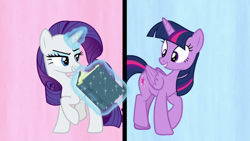 Size: 1280x720 | Tagged: safe, imported from derpibooru, screencap, rarity, twilight sparkle, alicorn, pony, unicorn, fame and misfortune, book, duo, female, flawless, magic, mare, telekinesis, twilight sparkle (alicorn)