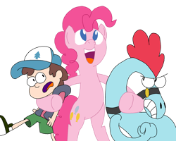 Size: 1280x1026 | Tagged: safe, artist:gamer524, imported from derpibooru, pinkie pie, crossover, dipper pines, gravity falls, simple background, sylvia, sylvia (wander over yonder), transparent background, trio, wander over yonder