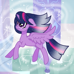 Size: 600x600 | Tagged: safe, artist:katya, imported from derpibooru, twilight sparkle, alicorn, pony, ethereal mane, glow, glowing, magic, magic aura, magic of friendship, solo, twilight sparkle (alicorn)