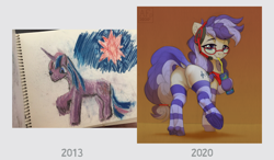 Size: 2000x1168 | Tagged: safe, artist:airfly-pony, imported from derpibooru, twilight sparkle, oc, oc:cinnabyte, clothes, mlp fim's tenth anniversary, socks, striped socks, traditional art