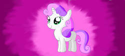 Size: 1051x475 | Tagged: safe, artist:maverickmam, imported from derpibooru, sweetie belle, alicorn, pony, unicorn, abstract background, cute, diasweetes, female, filly, solo