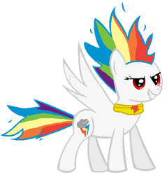 Size: 469x490 | Tagged: safe, artist:maverickmam, imported from derpibooru, rainbow dash, pegasus, pony, simple background, solo, super rainbow dash, white background