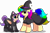 Size: 6900x4600 | Tagged: safe, artist:rainbowtashie, imported from derpibooru, scootaloo, sweetie belle, oc, oc:rainbow tashie, oc:sweet scooter, alicorn, earth pony, pegasus, pony, unicorn, alicorn oc, animal costume, black cat, butt, cat costume, clothes, commissioner:bigonionbean, costume, extra thicc, female, filly, flank, fusion, fusion:scootaloo, fusion:sweet scooter, fusion:sweetie belle, halloween, halloween costume, hat, holiday, horn, mare, not an alicorn, plot, simple background, transparent background, wings, witch, witch hat, writer:bigonionbean