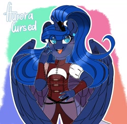 Size: 1920x1863 | Tagged: safe, artist:auroracursed, imported from derpibooru, princess luna, alicorn, anthro, clothes, deviantart watermark, eye clipping through hair, female, obtrusive watermark, solo, watermark