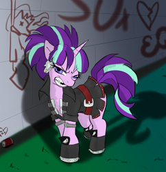 Size: 1996x2065 | Tagged: safe, artist:cyanoray, imported from derpibooru, princess celestia, starlight glimmer, unicorn, anarchism, anarchist, edgelight glimmer, gameloft, gameloft interpretation, graffiti, hanging (by neck), night, punk, spray paint, younger