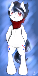 Size: 994x1983 | Tagged: safe, artist:almaustral, imported from derpibooru, oc, oc only, oc:lighting wind, earth pony, pony, abstract background, bipedal, both cutie marks, cutie mark, earth pony oc, male, neckerchief, signature, solo, stallion