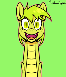 Size: 600x700 | Tagged: safe, artist:machacapigeon, oc, oc only, oc:tetrapodi, original species, pony, snake, snake pony, fangs, female, looking at you, open mouth, signature, simple background, solo, tetrapodophis