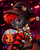 Size: 2550x3209 | Tagged: safe, artist:pridark, imported from derpibooru, part of a set, oc, oc only, oc:lucille, earth pony, pony, clothes, commission, female, halloween, hat, high res, holiday, jack-o-lantern, mare, open mouth, pumpkin, red eyes, socks, solo, striped socks, witch hat, ych result