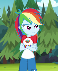 Size: 824x1006 | Tagged: safe, edit, edited screencap, editor:mycarhasamoustache, imported from derpibooru, screencap, rainbow dash, equestria girls, legend of everfree, camp everfree outfits, cropped, cute, dashabetes, female, smile edit, solo