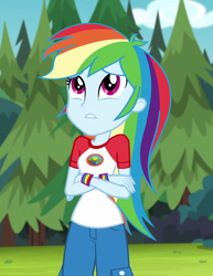 Size: 782x1014 | Tagged: safe, imported from derpibooru, screencap, rainbow dash, equestria girls, legend of everfree, camp everfree outfits, cropped, cute, dashabetes, female, sad, solo