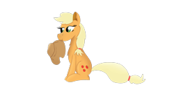 Size: 1980x1080 | Tagged: safe, artist:matyas451, imported from derpibooru, applejack, earth pony, pony, applejack's hat, cowboy hat, eating, female, hat, mare, mouth hold, simple background, sitting, solo, transparent background