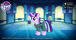 Size: 1200x630 | Tagged: safe, imported from derpibooru, starlight glimmer, pony, unicorn, alternate hairstyle, bracelet, female, gameloft, implied maud pie, jewelry, mare, my little pony logo, official, solo