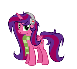Size: 1553x1393 | Tagged: safe, artist:darbypop1, imported from derpibooru, oc, oc only, oc:alyssa rice, alicorn, pony, clothes, female, heapdhones, mare, scarf, simple background, solo, transparent background