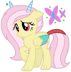 Size: 1056x1080 | Tagged: safe, artist:徐詩珮, imported from derpibooru, oc, oc only, oc:velen butter, hybrid, interspecies offspring, offspring, parent:discord, parent:fluttershy, parents:discoshy, simple background, solo, transparent background