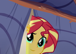 Size: 1142x808 | Tagged: safe, edit, edited screencap, editor:mycarhasamoustache, imported from derpibooru, screencap, sunset shimmer, equestria girls, legend of everfree, cropped, female, smile edit, solo