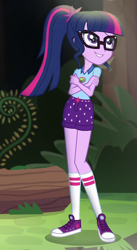 Size: 582x1062 | Tagged: safe, imported from derpibooru, screencap, sci-twi, twilight sparkle, equestria girls, legend of everfree, camp everfree outfits, converse, cropped, female, full body, shoes, solo