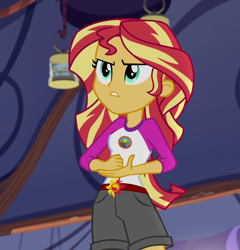 Size: 978x1018 | Tagged: safe, imported from derpibooru, screencap, sunset shimmer, equestria girls, legend of everfree, camp everfree outfits, cropped, female, solo