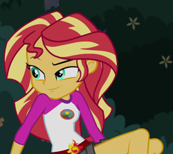 Size: 1038x922 | Tagged: safe, imported from derpibooru, screencap, sunset shimmer, equestria girls, legend of everfree, camp everfree outfits, cropped, female, solo