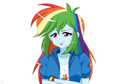 Size: 1920x1280 | Tagged: safe, artist:deaashmoon, imported from derpibooru, rainbow dash, equestria girls, crossed arms, cute, dashabetes, female, looking at you, simple background, solo, white background