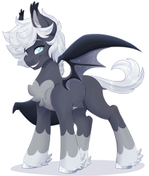 Size: 1920x2270 | Tagged: safe, artist:pvrii, artist:silent-shadow-wolf, imported from derpibooru, oc, oc only, oc:silver lining, bat pony, pony, male, simple background, solo, stallion, transparent background