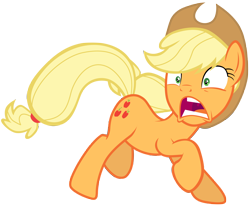 Size: 8500x7000 | Tagged: safe, artist:tardifice, imported from derpibooru, applejack, earth pony, pony, campfire tales, cowboy hat, cutie mark, female, hat, mare, open mouth, screaming, simple background, solo, stetson, transparent background, vector