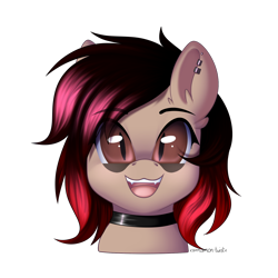 Size: 1500x1500 | Tagged: safe, artist:xcinnamon-twistx, imported from derpibooru, oc, oc only, bat pony, pony, collar, commission, cute, fangs, simple background, smiling, solo, transparent background