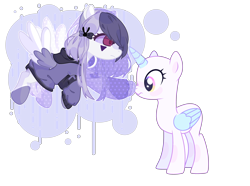 Size: 3976x2952 | Tagged: safe, artist:lazuli, artist:mint-light, artist:thieeur-nawng, imported from derpibooru, oc, oc only, alicorn, pony, alicorn oc, bald, base used, boop, clothes, duo, eyelashes, female, horn, mare, simple background, transparent background, wings