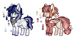 Size: 1358x705 | Tagged: safe, artist:silentwolf-oficial, artist:tay-niko-yanuciq, artist:tenebristayga, imported from derpibooru, oc, oc only, earth pony, pegasus, pony, base used, clothes, duo, earth pony oc, heterochromia, neckerchief, pegasus oc, simple background, transparent background, wings