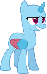 Size: 985x1542 | Tagged: safe, artist:pegasski, imported from derpibooru, oc, oc only, alicorn, pony, wonderbolts academy, alicorn oc, bald, base, eyelashes, grin, horn, simple background, smiling, solo, transparent background, two toned wings, wings