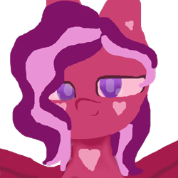 Size: 500x500 | Tagged: safe, artist:poniartsy, imported from derpibooru, oc, oc only, oc:cinnamon hearts, pegasus, pony, female, hearts on cheeks, looking at you, pegasus oc, purple eyes, simple background, solo, solo female, transparent background, wings